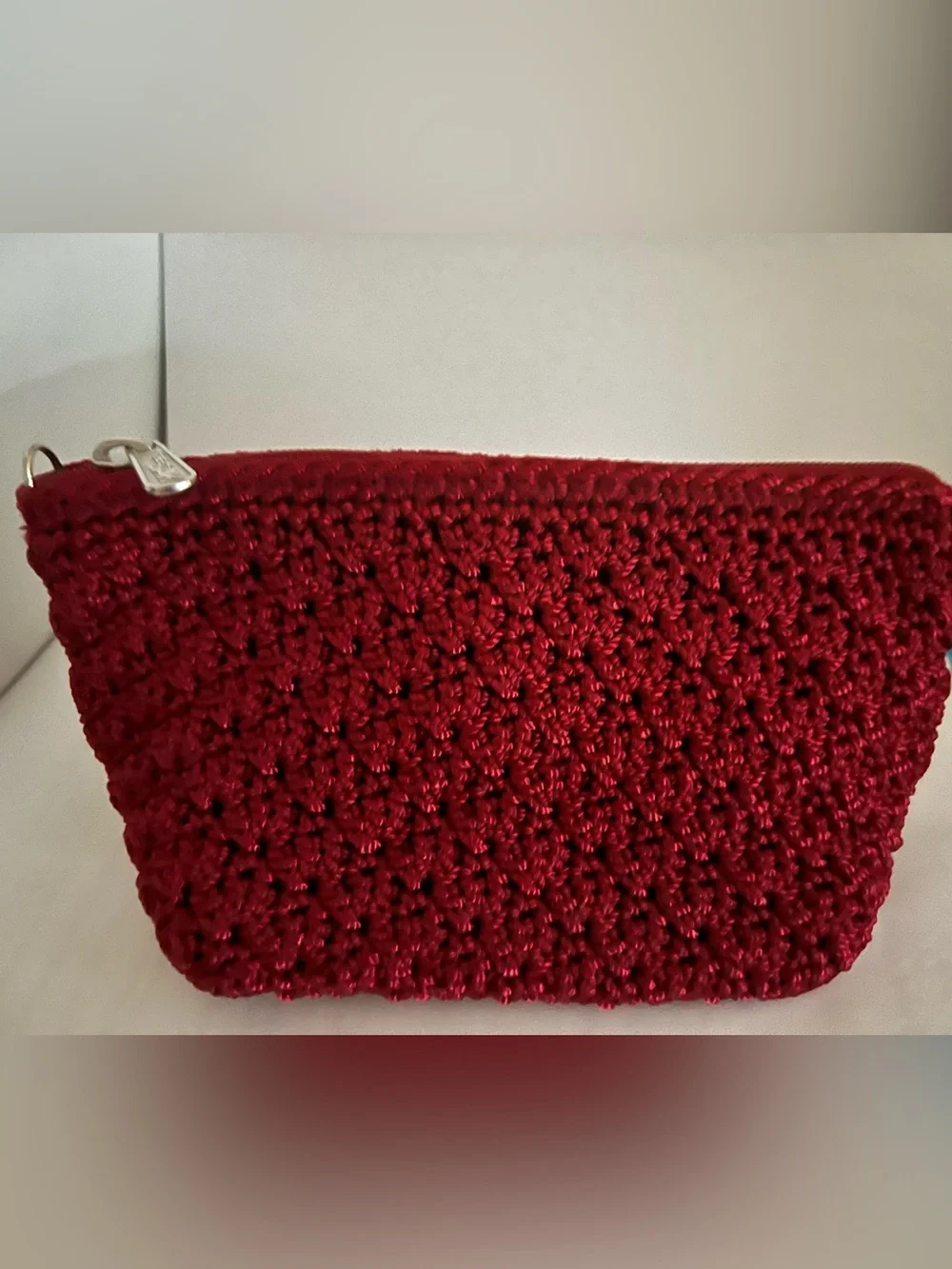 The Sak Handmade Red Crochet Zip Pouch - Women's Accessory